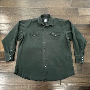 Wrangler Shirt Mens 2XT Brushpopper Green Pearl Snap Western Cowboy Long Sleeve